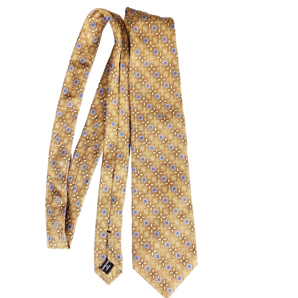 Jos A Bank Signature Collection Tie Mens Gold Blue Geometric Luxury Businesscore